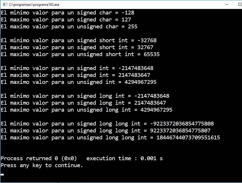 tipos de datos enteros maximos y minimos