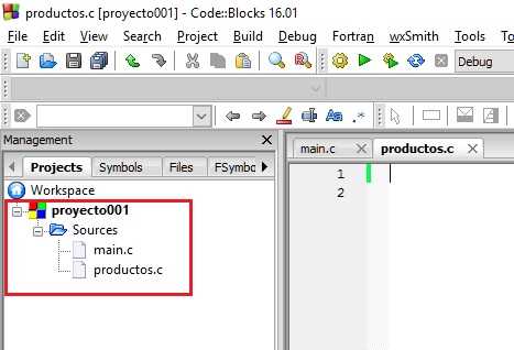 creación proyecto Code::Blocks