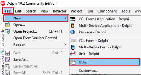 creación proyecto con la VCL Delphi