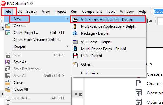 creación proyecto con la VCL Delphi