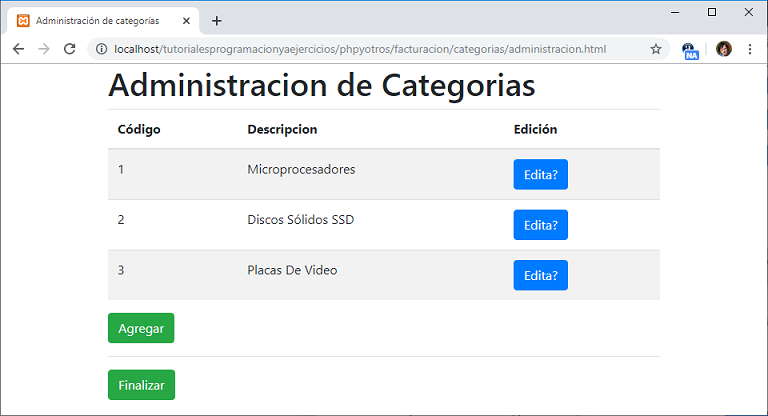 facturación en PHP