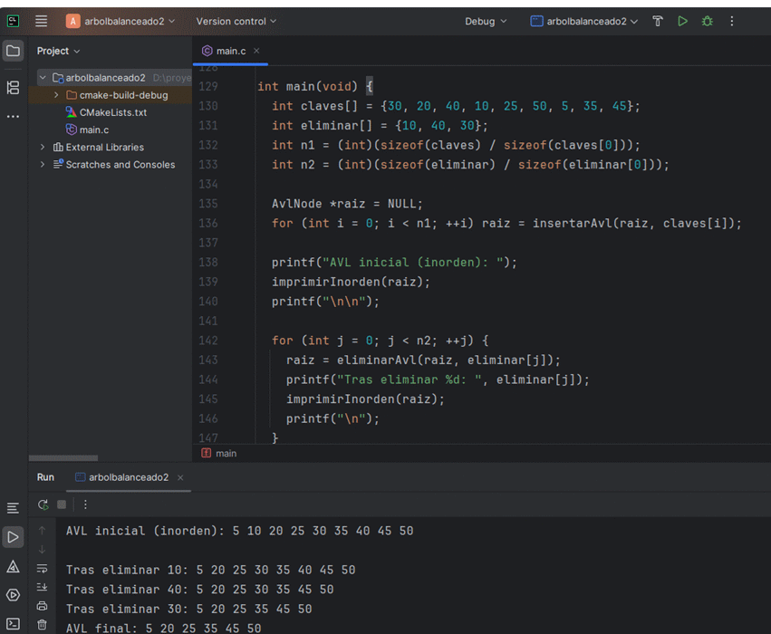 Secuencia de eliminación y rebalanceo en un árbol AVL
