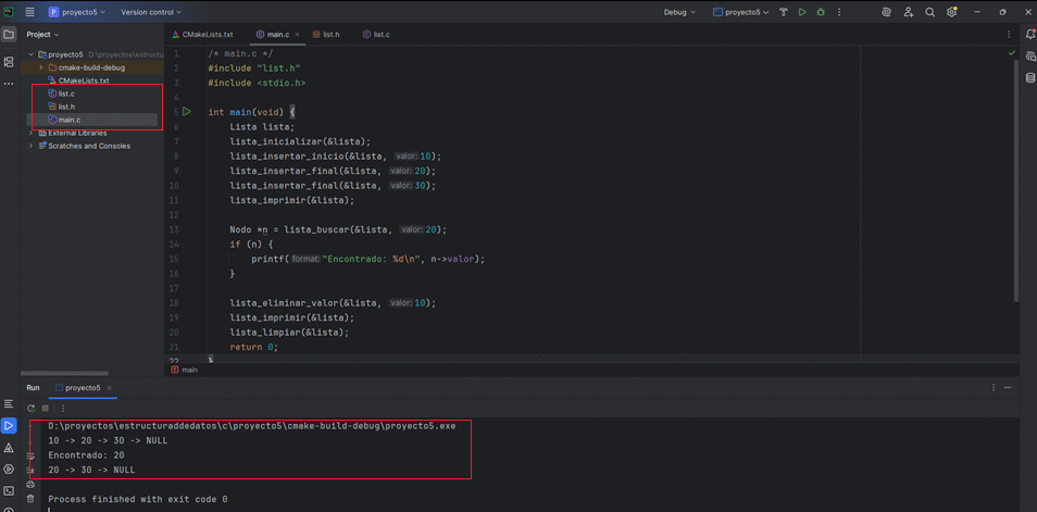 Depuración de punteros en CLion