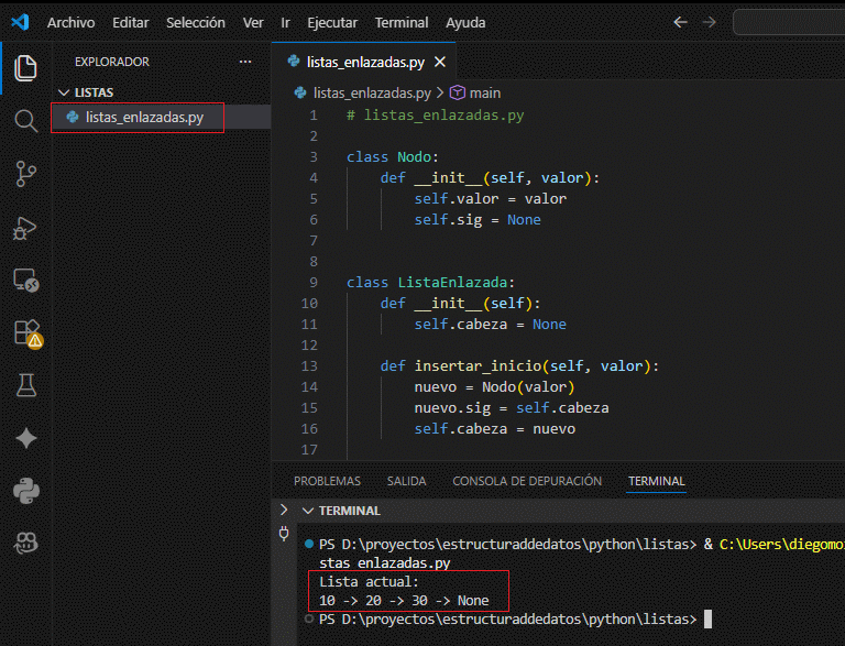 Diagrama de nodos enlazados