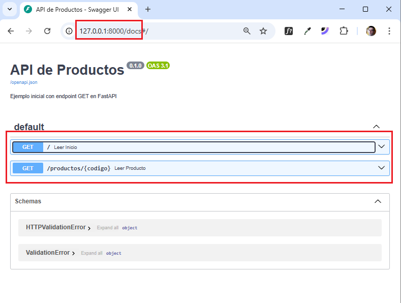 Swagger UI - Probando endpoint GET