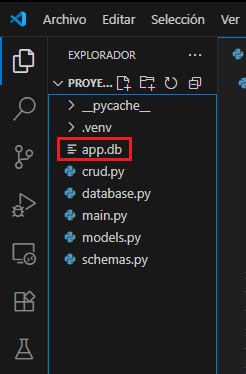 base de datos sqlite