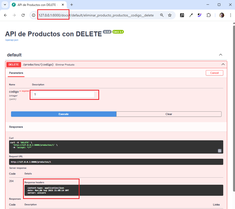 DELETE 404 Not Found en FastAPI - ejemplo