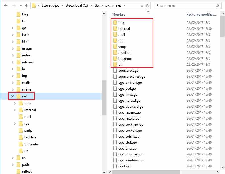 paquetes de la biblioteca estándar de Go paquete net