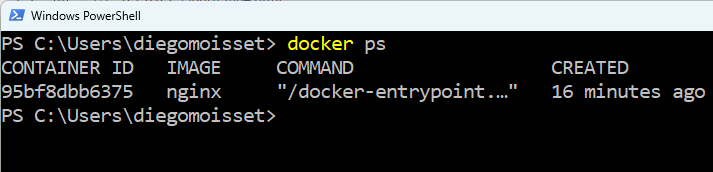 Salida del comando docker ps