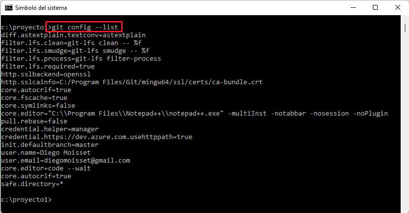 git config --list