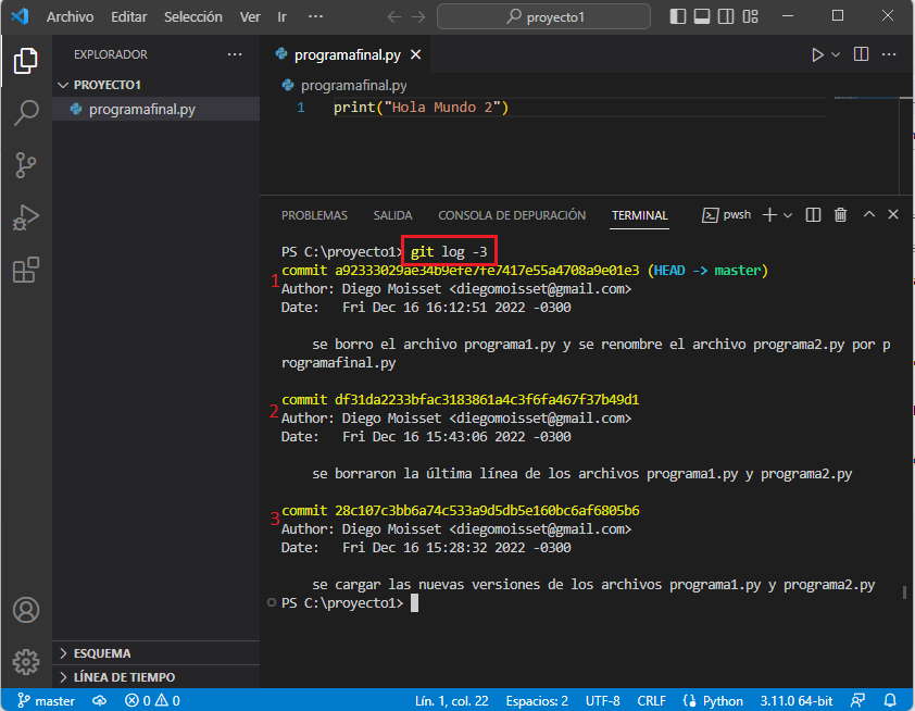 git log -3