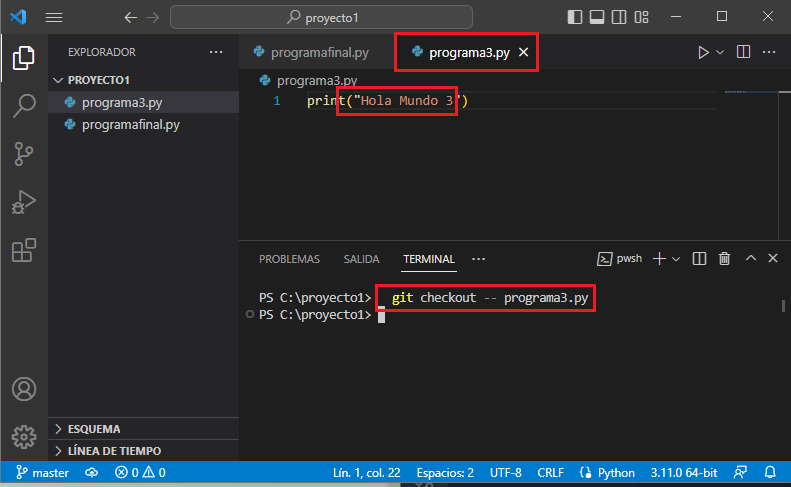   git checkout -- programa3.py