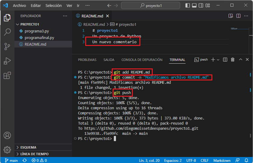 sincronizado repositorio local con el servidor push
