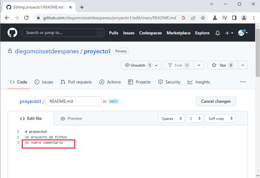 sincronizado repositorio local con el servidor push
