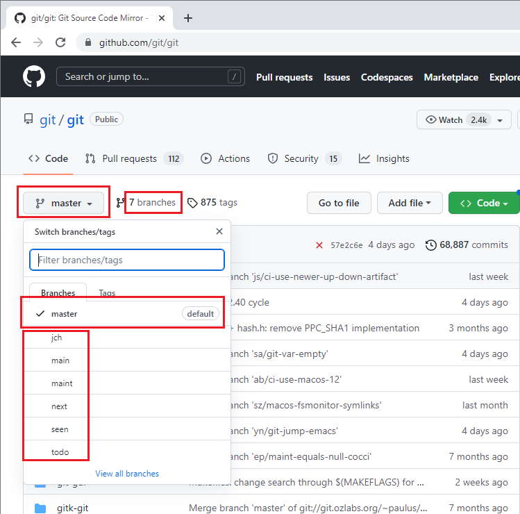 branch en el proyecto Git