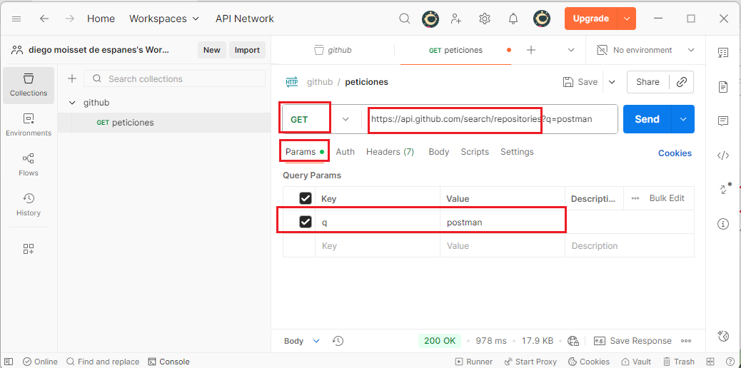 Añadir query params en Postman
