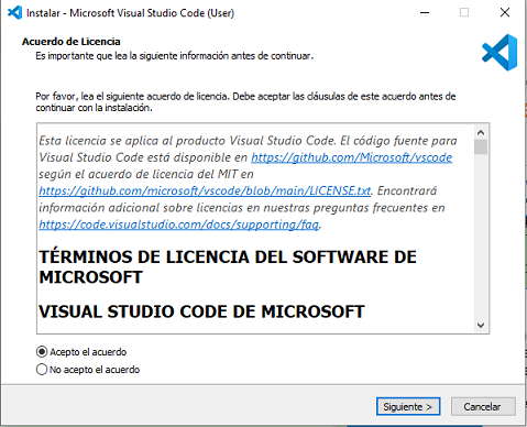 instalación del vscode