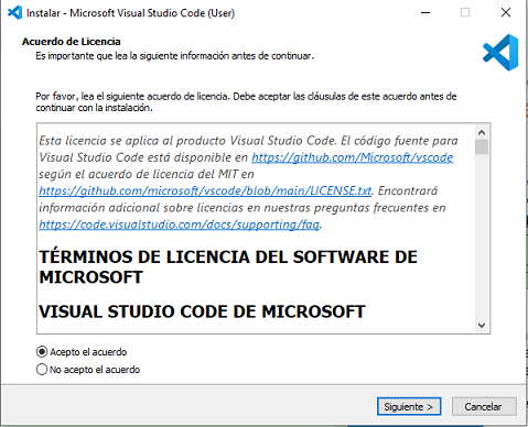 instalación del vscode