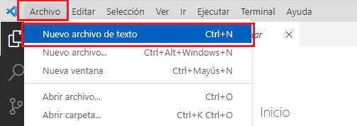 creación de un archivo con VSCode