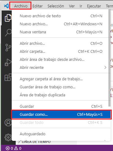 archivo guardar como VSCode
