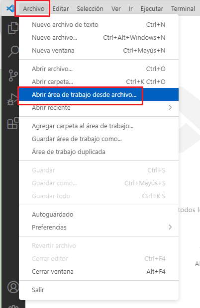 VSCode área de trabajo