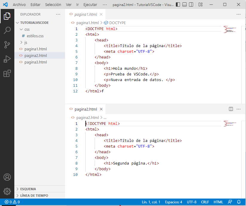 explorador archivos abiertos  en forma vertical editor vscode