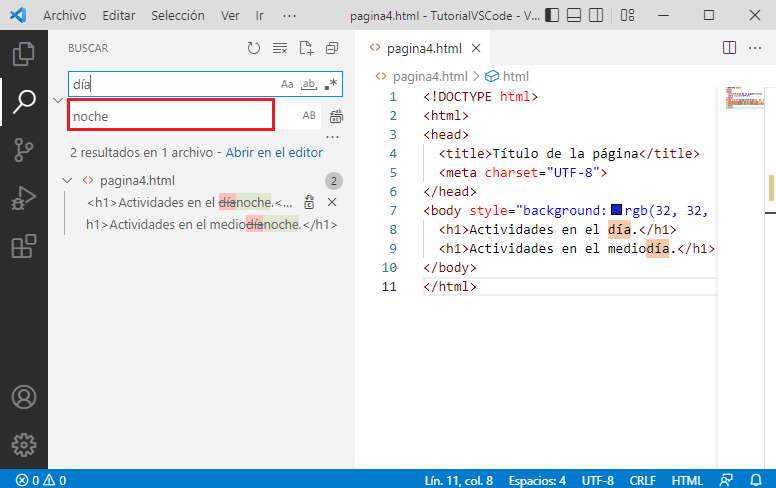 ícono remplazar barra de actividades: buscar solo palabra completa - vscode