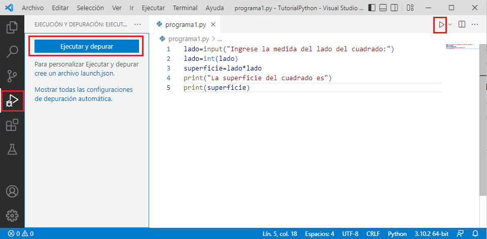 ejecución aplicación Python VSCode