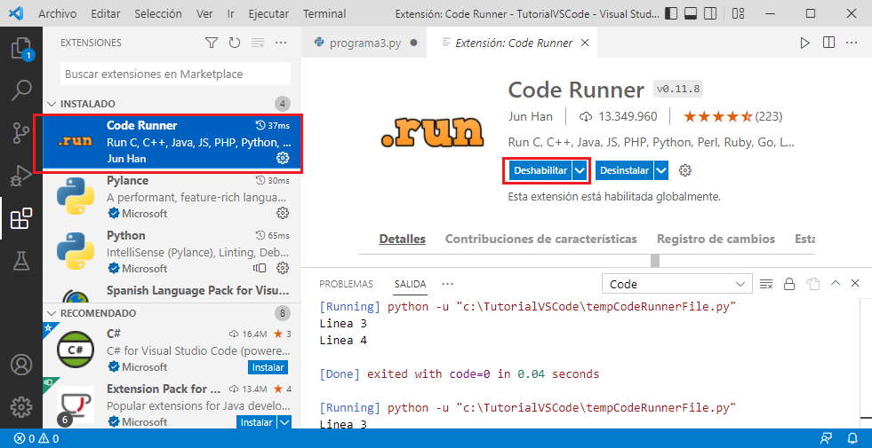 extensión deshabilitar Bracket Pair Colorizer VSCode