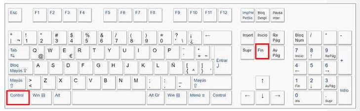 atajo de teclado final del archivo edición VSCode