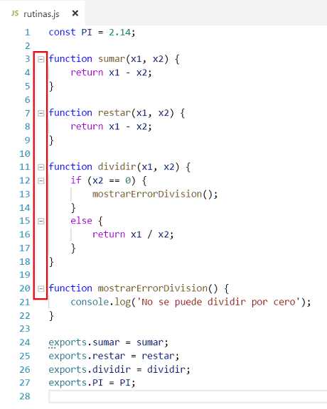 expansión y contracción de código VSCode