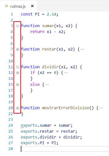 expansión y contracción de código VSCode