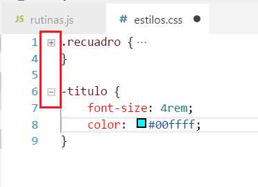 expansión y contracción de código VSCode