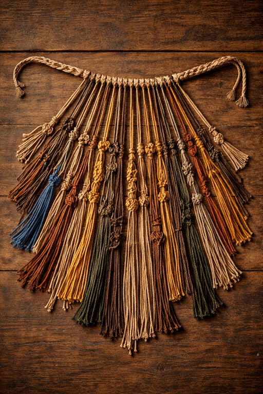 Quipu con cuerdas y nudos