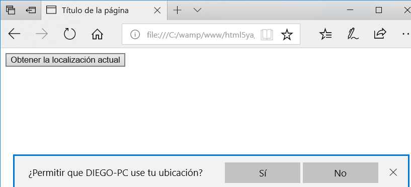 geolocation mensaje de aceptación Microsoft Edge