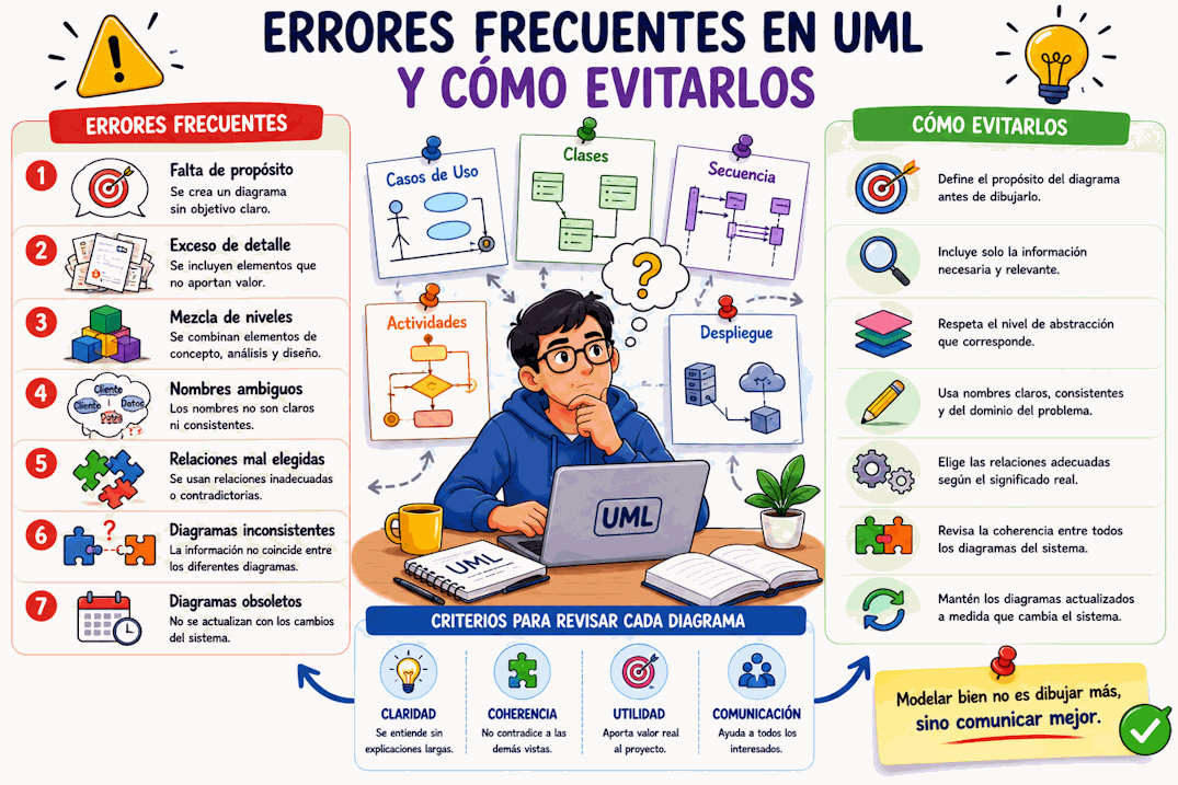 Errores frecuentes al modelar con UML y recomendaciones para evitarlos