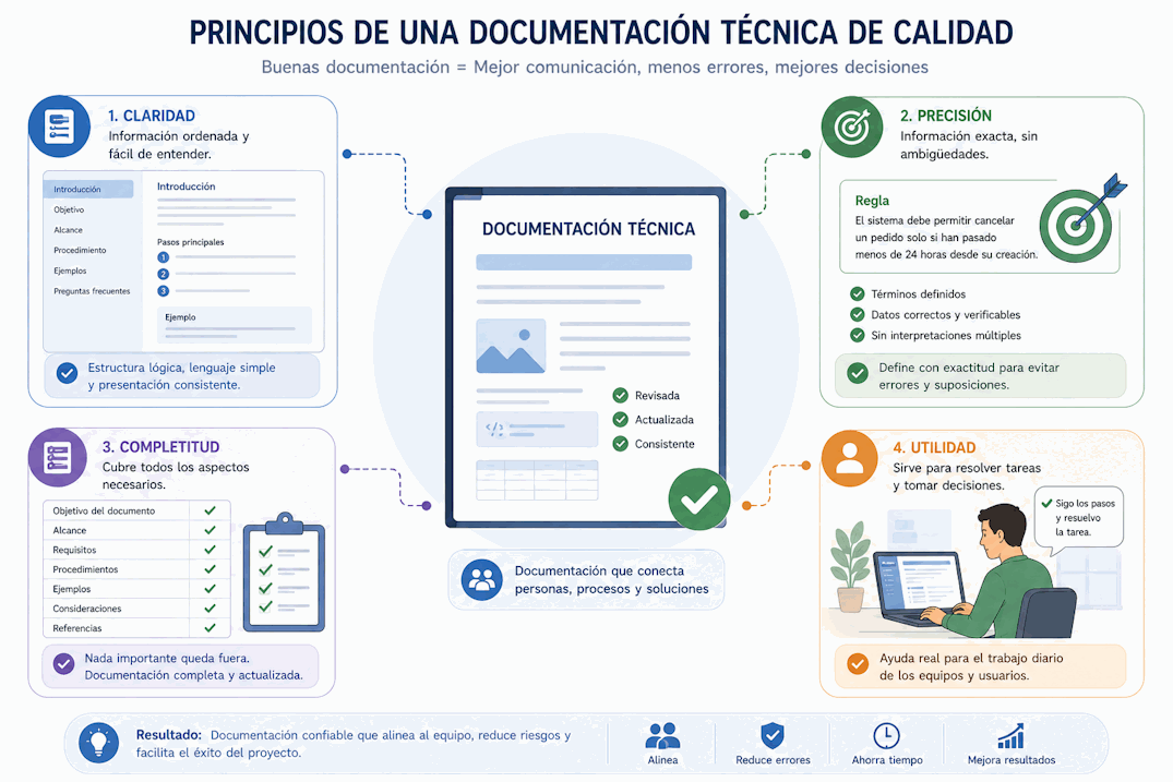 Principios de una buena documentación técnica: claridad, precisión, completitud y utilidad