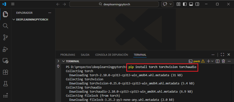 Instalacion de PyTorch desde pip en Windows