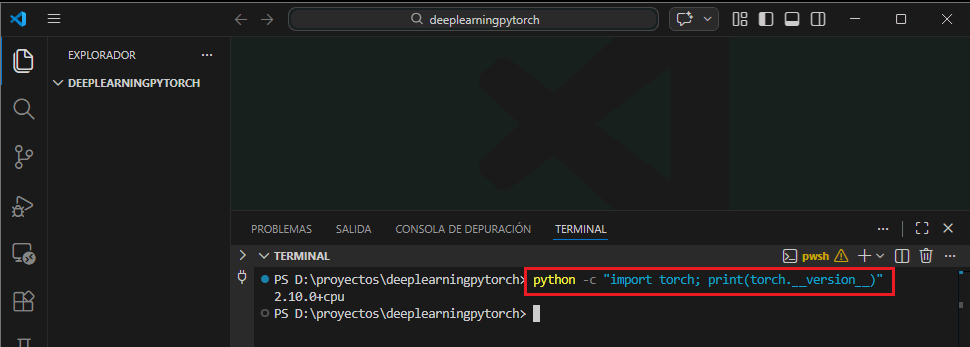 Verificacion de la instalacion basica de PyTorch