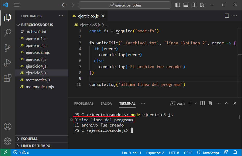 modulo fs writeFile node.io