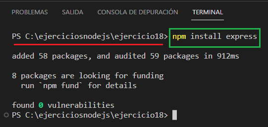 instalacion express node.js