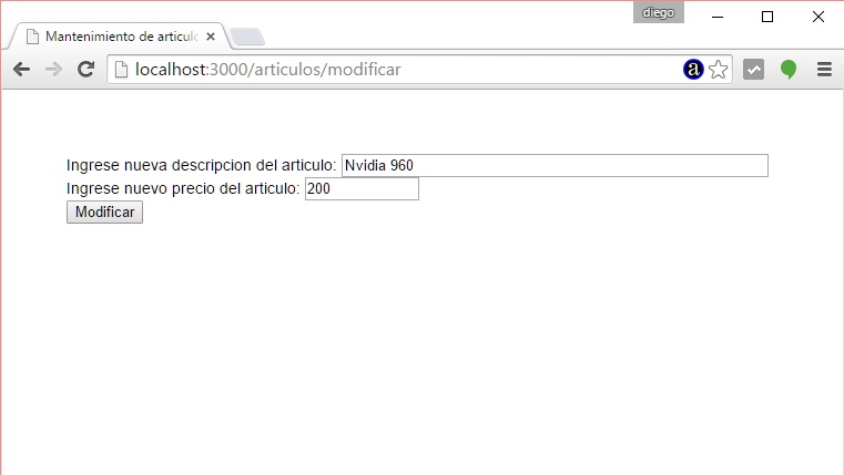 express modificacion mysql articulos  node.js