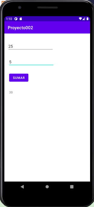 interfaz sumar dos numeros android