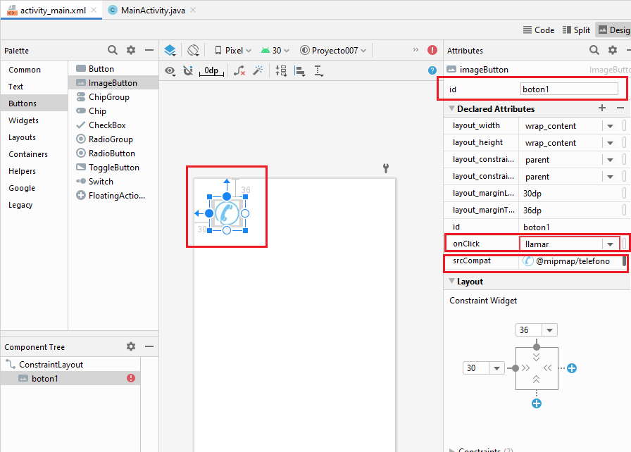 control ImageButton en android