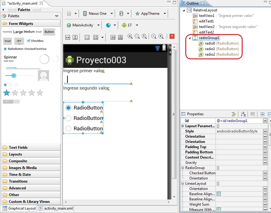 controles android radiogroup y radiobutton