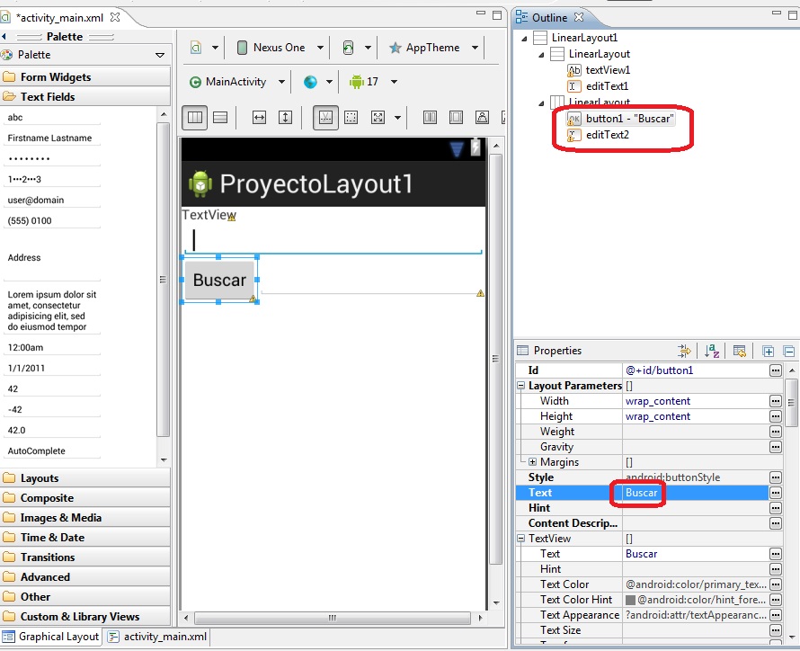 LinearLayout anidados