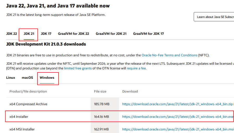 instalación de java Windows