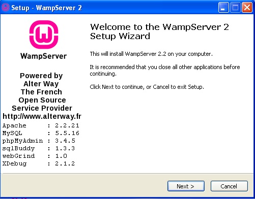 instalación del WampServer con el MySQL