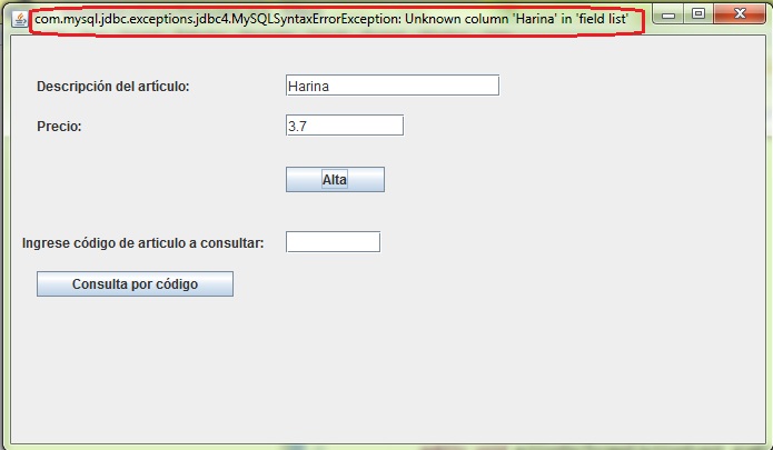 altas consultas mysql desde java