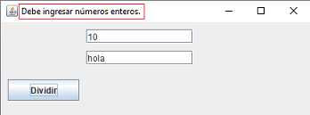 Java excepciones captura